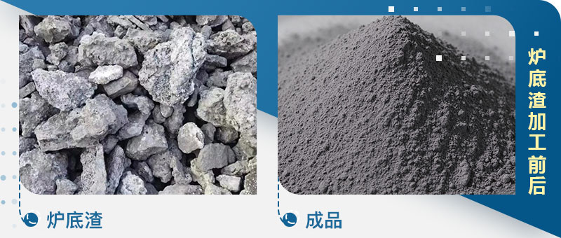 炉底渣加工前后对比图